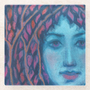 “Twilight”, pastel painting, fantasy art, dryade Glass Coaster