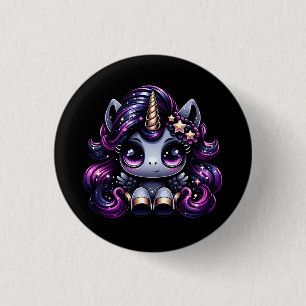 Twilight pony black unicorn glitter 3 cm round badge