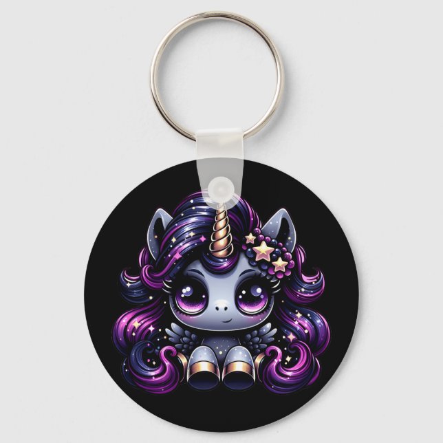 Twilight pony black unicorn glitter key ring (Front)