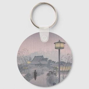 Twilight Rain on Path to Shinobazu in Japan Key Ring