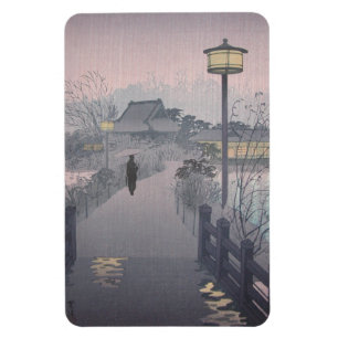 Twilight Rain on Path to Shinobazu in Japan Magnet
