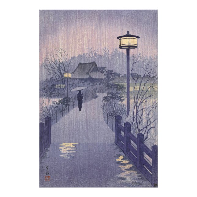 Twilight Rain on Path to Shinobazu in Japan Photo Print (Front)
