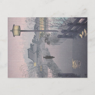 Twilight Rain on Path to Shinobazu in Japan Postcard
