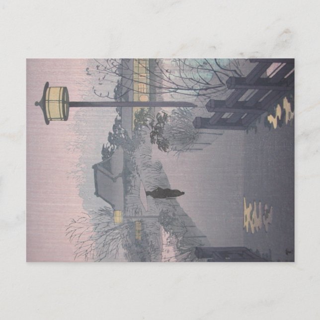 Twilight Rain on Path to Shinobazu in Japan Postcard (Front)