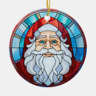 Twilight Santa Portrait Stained Glass Ornament