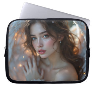 Twilight Seraph – Glowing Angel of Evening Light Laptop Sleeve