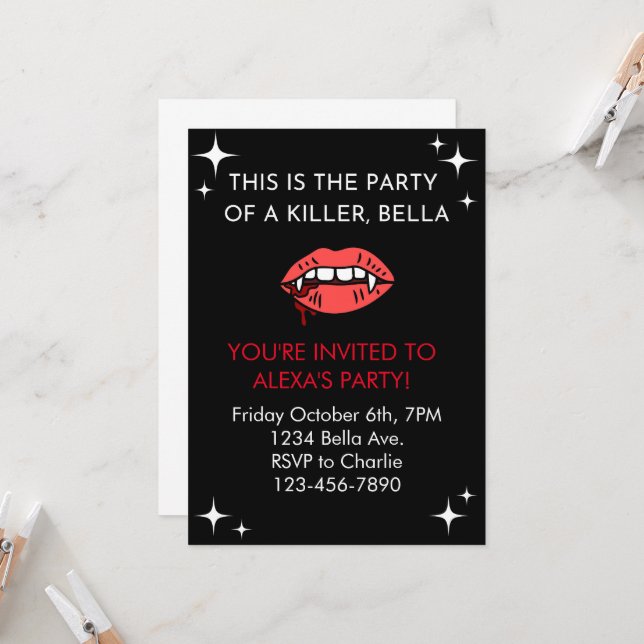 Twilight Skin of a Killer Invitation (Front/Back In Situ)