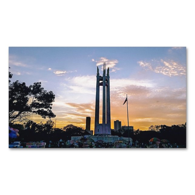 Twilight Sky Quezon Memorial Circle Park in QC Magnetic Business Card (Front)