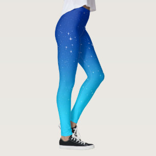 Twilight Sky with Stars, Blue and Turquoise Leggings