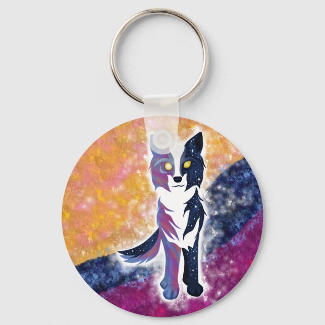 Twilight Sky Wolf Key Ring (Front)