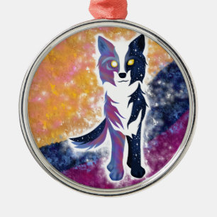Twilight Sky Wolf Metal Ornament