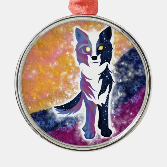 Twilight Sky Wolf Metal Ornament (Front)