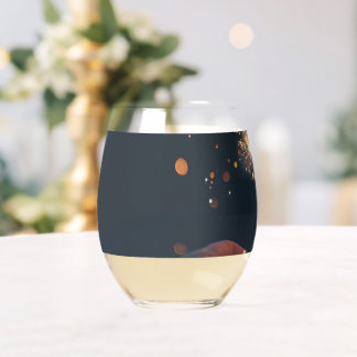 Twilight Spark Romance – Elegant Wedding Sparkler  Stemless Wine Glass