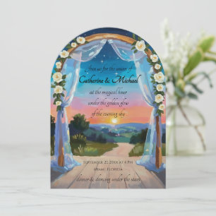Twilight Sunset Wedding Arch Tropical Beach Summer Save The Date