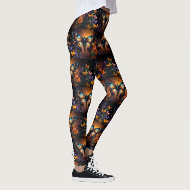 Twilight Symphony: Butterfly in a Cosmic Garden Leggings (Right)