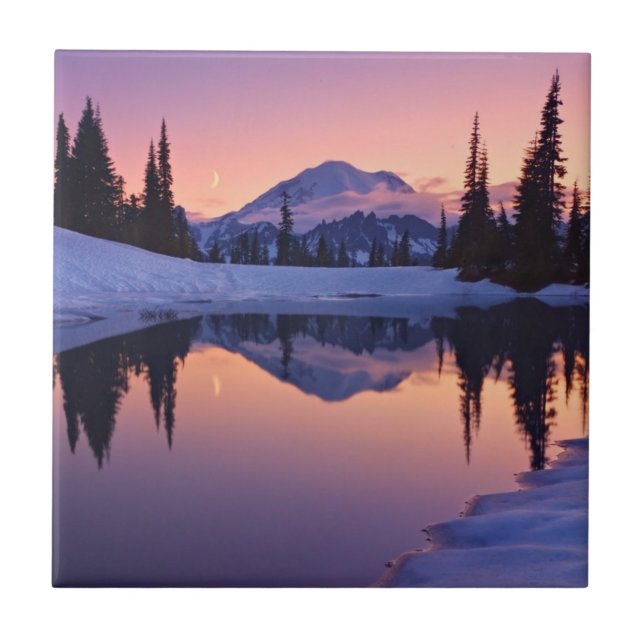 Twilight, Tarn and Crescent Moon Ceramic Tile (Front)