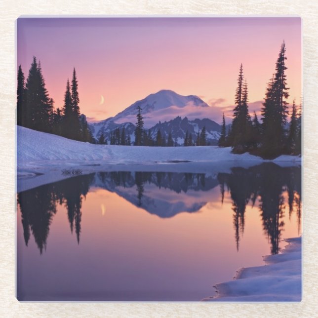 Twilight, Tarn and Crescent Moon Glass Coaster (Front)