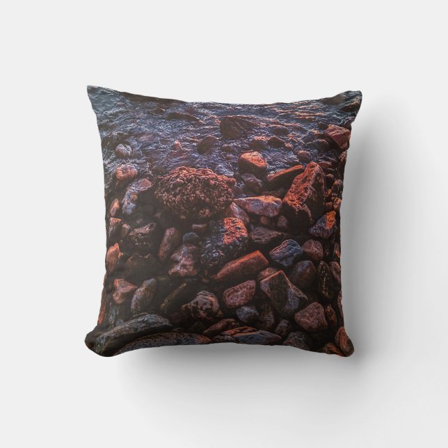 Twilight Treasures: Rocky Beachscape  Cushion (Front)