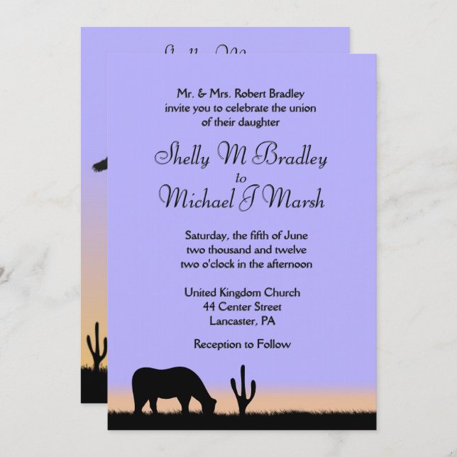 Twilight Western Wedding Invitation (Front/Back)