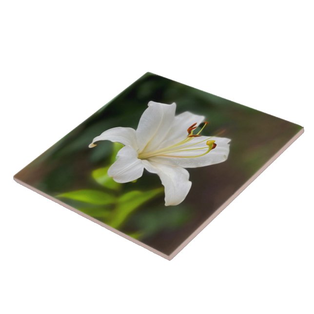 Twilight white lily ceramic tile (Side)