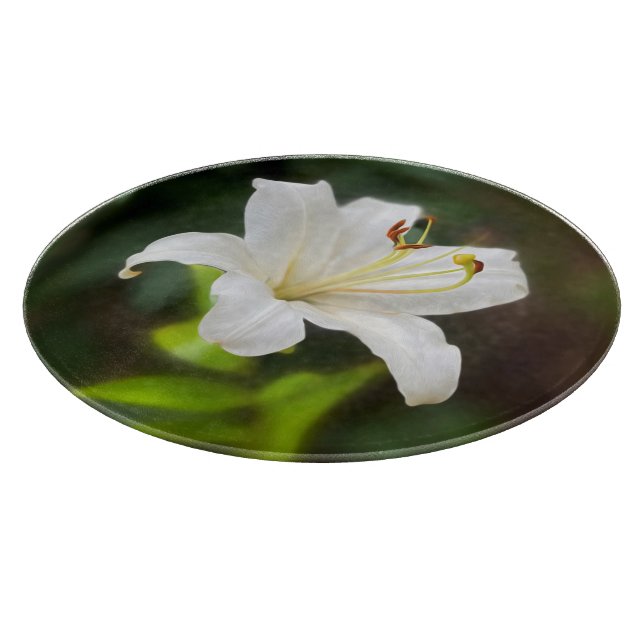 Twilight white lily cutting board (Corner)