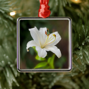 Twilight white lily metal ornament