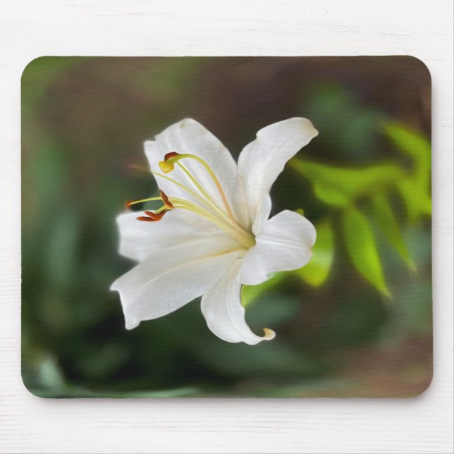 Twilight white lily mouse pad (Front)