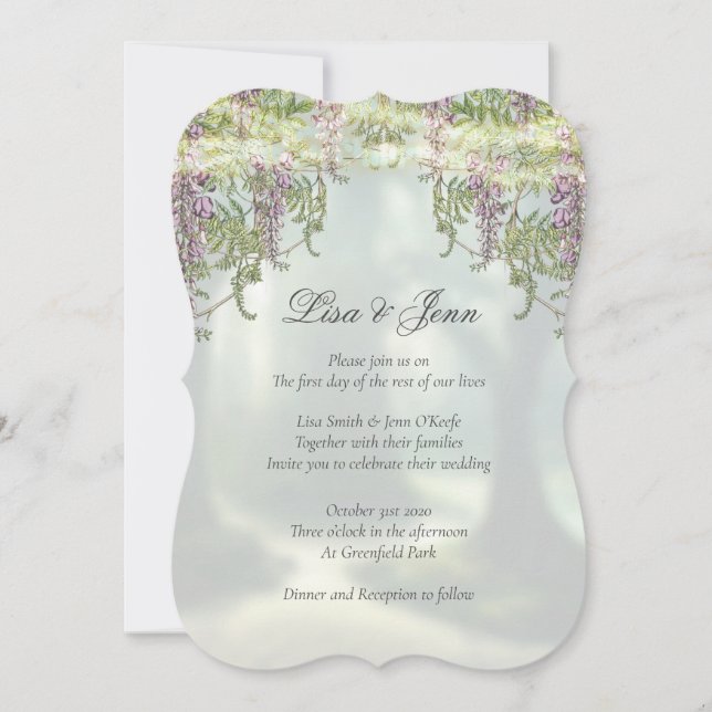 Twilight Wisteria Woodland Fairytale Wedding Invitation (Front)