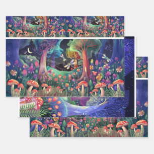 Twilight Woodland Fantasy, Nature's Fairyland Wrapping Paper Sheet