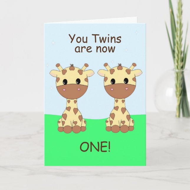 Twin 1st Birthday Card (Front)