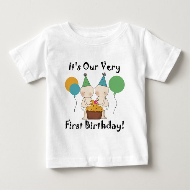 Twin Babies 1st Birthday Tshirts and Gifts (Front)