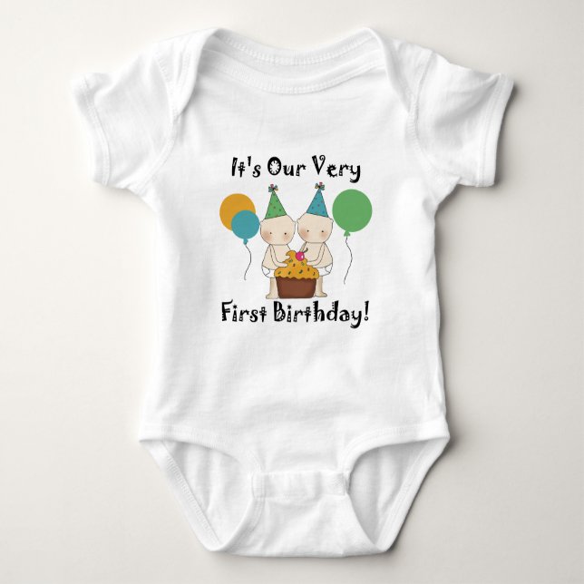 Twin Babies 1st Birthday Tshirts and Gifts (Front)