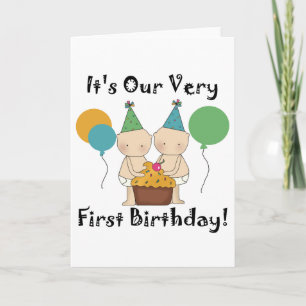 Twin Babies 1st Birthday Tshirts and Gifts Card