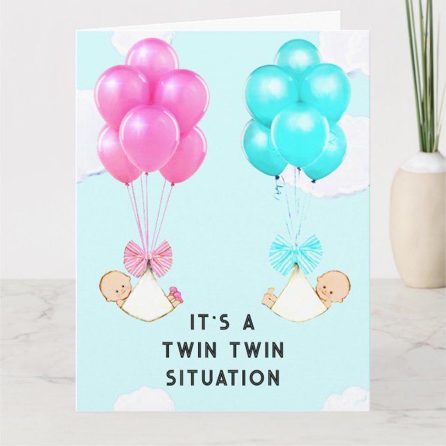 Twin Babies Congrats Card (Front)
