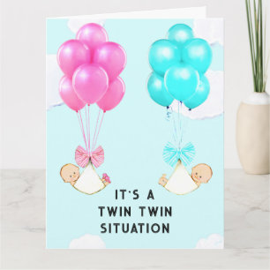 Twin Babies Congrats Card