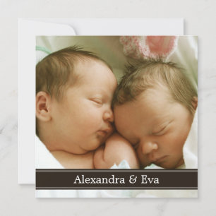 Twin Babies Photo Birth Announcement