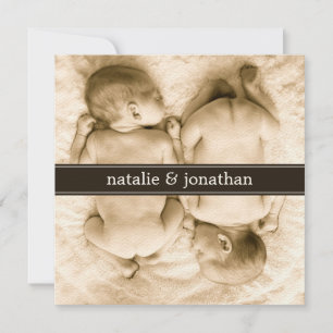 Twin Babies Photo Birth Announcement