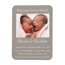 Twin Baby Birth Announcement•Custom Newborn Photo
