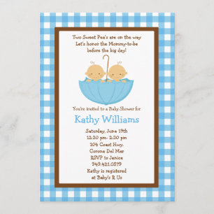 Twin Baby Boy Shower Invitation