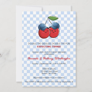 Twin Baby Boys Baby Shower Flat Card