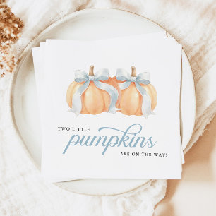Twin Baby Boys Pumpkin on the Way Baby Shower Napkin