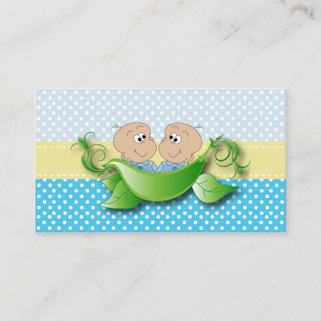 Twin Baby Boys - Two Peas In A Pod Diaper Raffle Enclosure Card (Front)