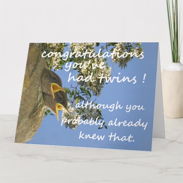 twin baby congratulations card (Front)