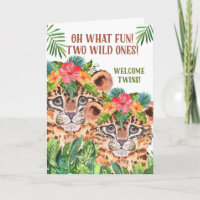 Twin Baby Congratulations Cheetah Jungle Theme