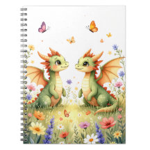 Twin Baby Dragons Fantasy Notebook