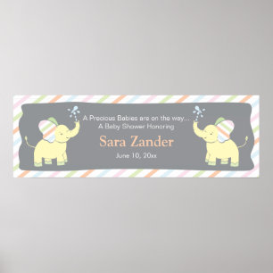Twin Baby Elephants     Ping Banner Poster