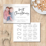 Twin Baby First Christmas Photo 2024 Calendar Holiday Card<br><div class="desc">Twin Baby First Christmas Photo 2024 Calendar. Available digitally and printed. Lovely to celebrate that 1st special Christmas with your twins! A playful set script for First Christmas and the rest of the text is easy to personalise. Replace the sample photo with your own. A gradient overlay layer is on...</div>