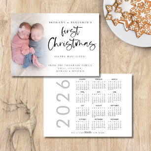 Twin Baby First Christmas Photo 2024 Calendar Holiday Card