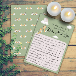 Twin Baby Foxes Baby Mad LIbs Baby Shower Game Invitation