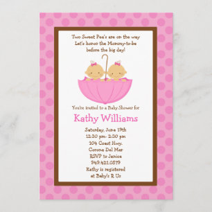 Twin Baby Girl Shower Invitation